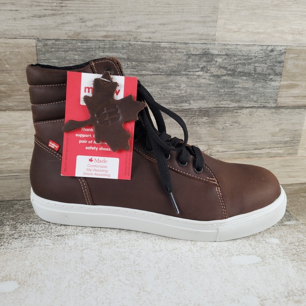 Mellow Walk Jessica Womens Safety Shoes Sz 8 M Brown Steel Toe Lace Up Sneakers
